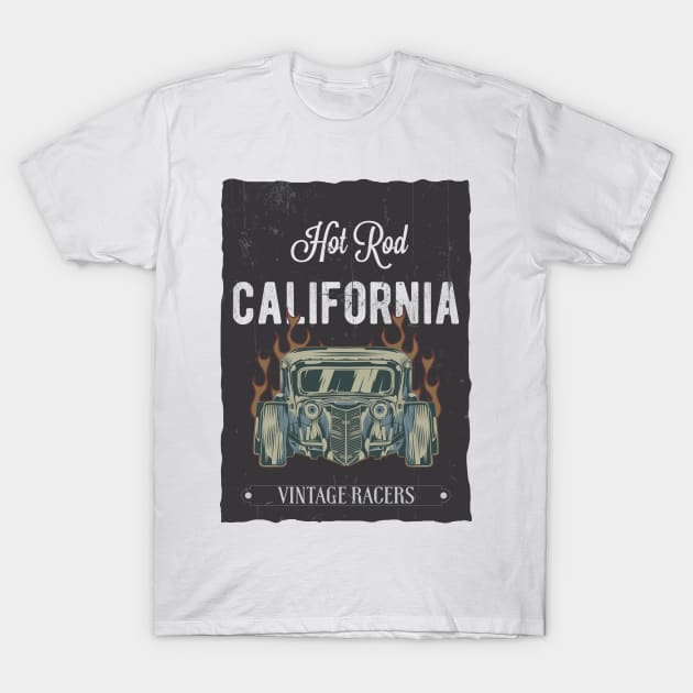 Hot Rod California Vintage Racers T-Shirt by NoorAlbayati93